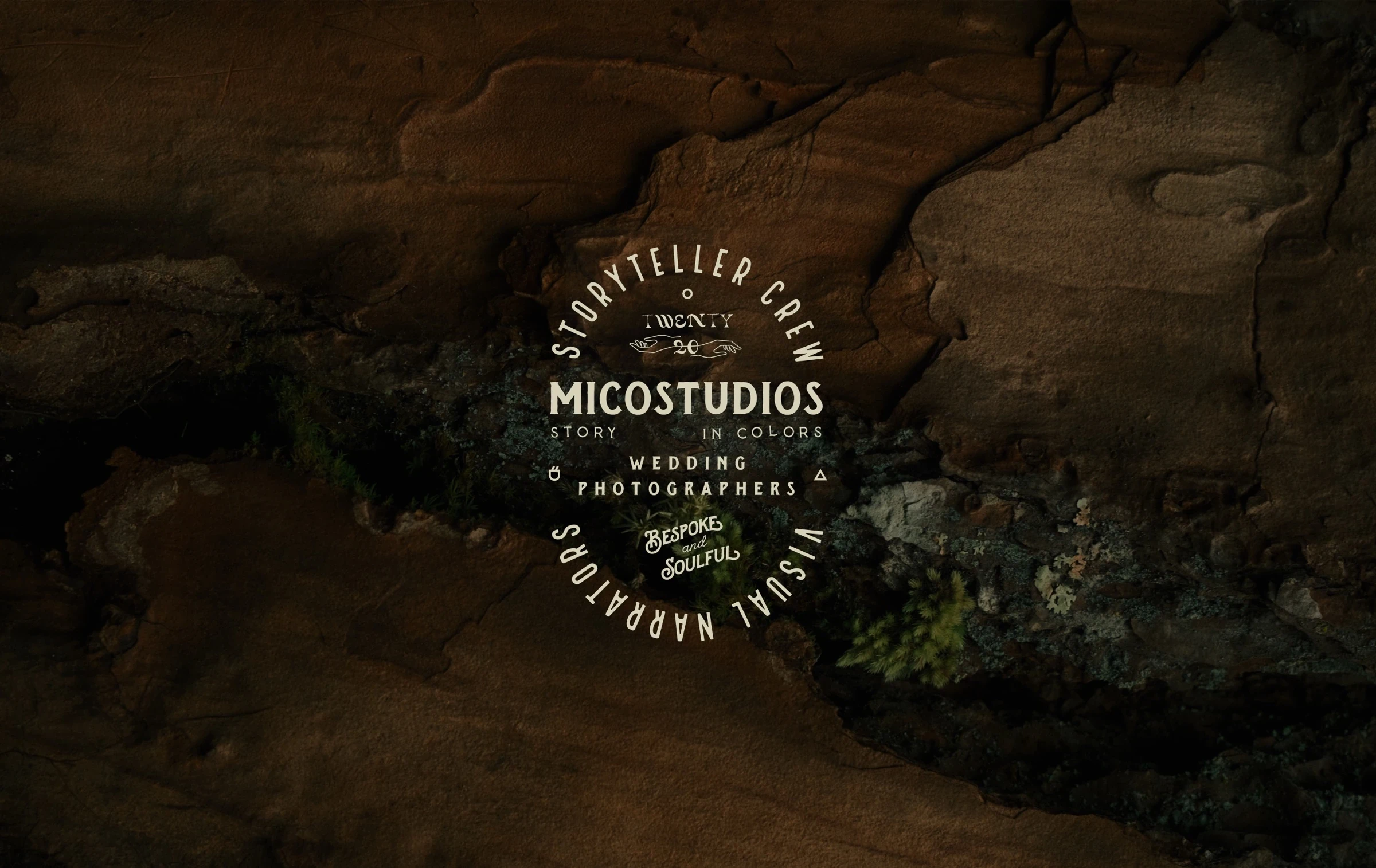 Original Mico Studios portfolio cover artwork over a dark rocky landscape