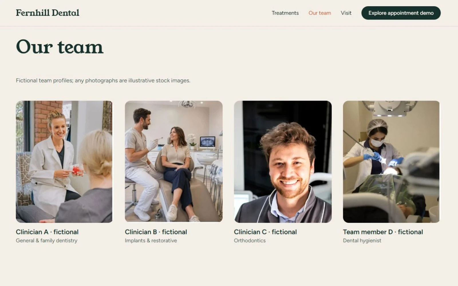 Fernhill Dental — Website Concept interface preview
