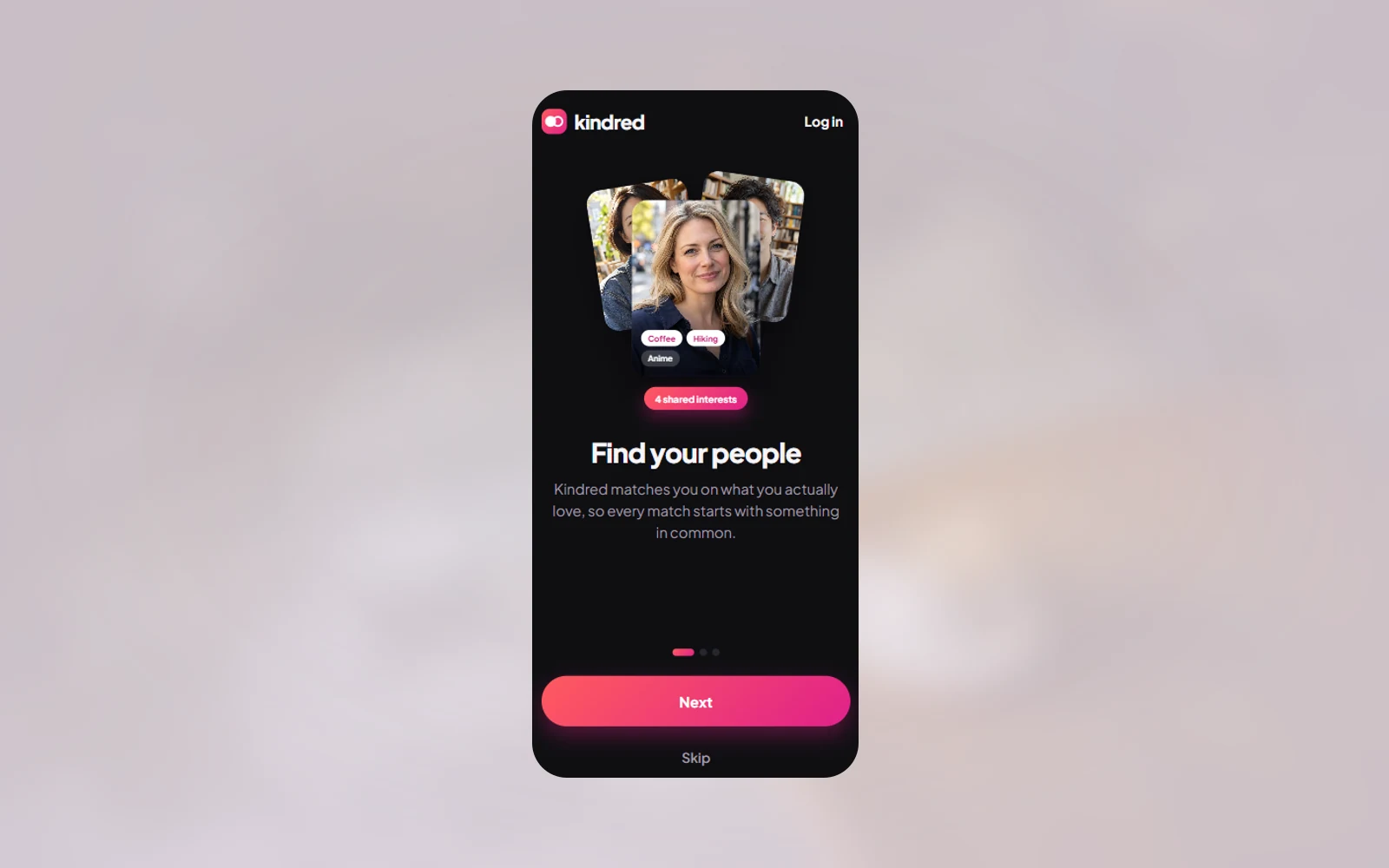 KINDRED — Mobile App Concept interface preview